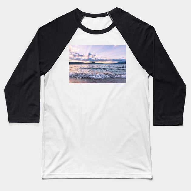 Summer Lake Sunset View Baseball T-Shirt by Amy-K-Mitchell